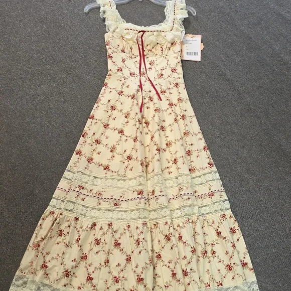 Lacemade Floral Lace Trim Maxi Dress - Picture 1 of 8